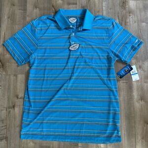 NEW Grand Slam Golf Polo Shirt Slim Fit‎ Mens XL Blue Gray Striped Short Sleeve